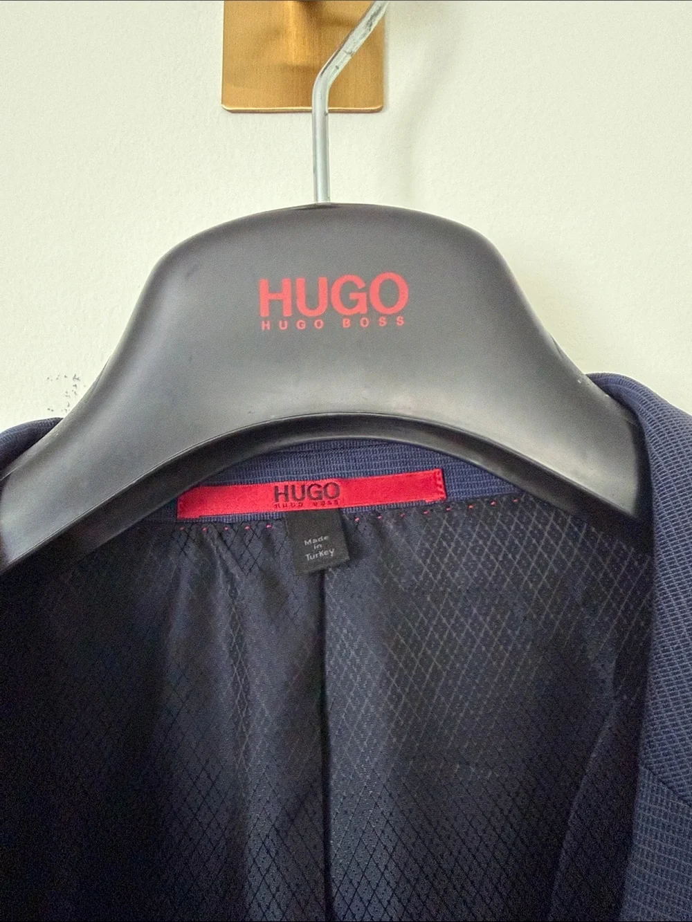 HUGO Men's Dark Blue Tailored Single-Breasted Suit